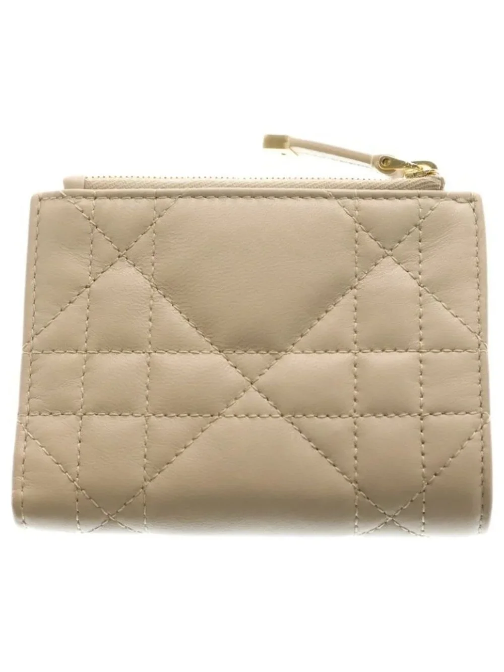 Dior Crystal Wallet Leather Compact Bifold Beige - Picture 2 of 6